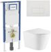 Geberit QeramiQ Dely Toiletset - 36.3x51.7cm - Diepspoel - Rimless - Inbouwreservoir - Softclose Toiletzitting - Glans Witte Bedieningsplaat - Rechthoekige Knoppen - Mat Wit