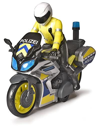Dickie Toys Politie motorfiets - speelgoed motorfiets met politieagentenfiguur, voor kinderen vanaf 3 jaar, met blauw licht en sirene, vrijloop, 17 cm lang