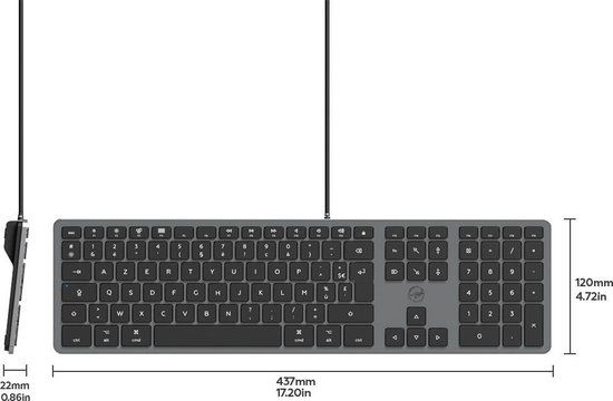 Mobility Lab Clavier français AZERTY filaire pour Mac – gris sidéral et noir - ML3111487