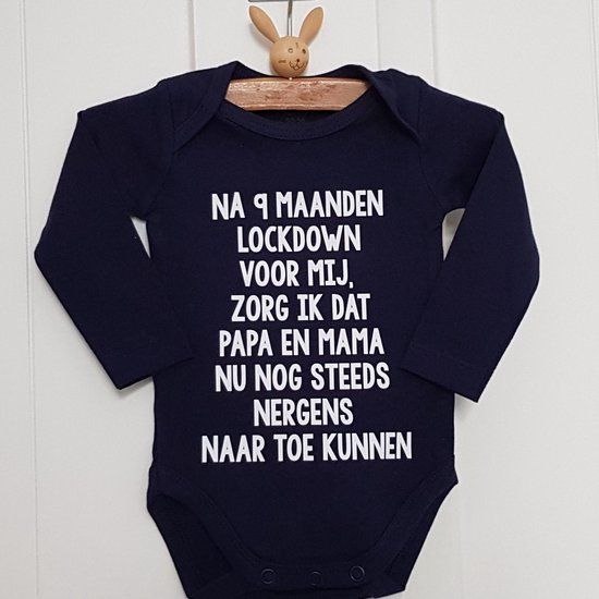 Baby Romper met tekst aankondiging zwangerschap cadeau - Blauw - Maat 50/56