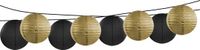 Merkloos Feest/tuin versiering 8x stuks luxe bol-vorm lampionnen zwart en goud dia 35 cm