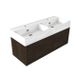 Saniclass Ensemble de meubles de salle de bain - 120x45x52cm - Lavabo en céramique Legend blanc - 2 vasques - 2 trous de robinet - 1 tiroir - chêne mat anthracite