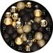 Merkloos / Sans marque Kaemingk B.V. Kerstballen mix - Set van 48 stuks - Kunststof - Zwart en Goud - Diameter 3 cm