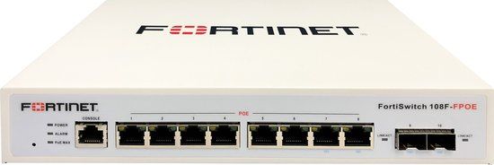 Fortinet FortiSwitch 108F-FPOE Managed L2+ Gigabit Ethernet PoE+ White
