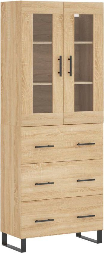 vidaXL Hoge kast bewerkt hout sonoma eikenkleurig 69,5x34x180 cm