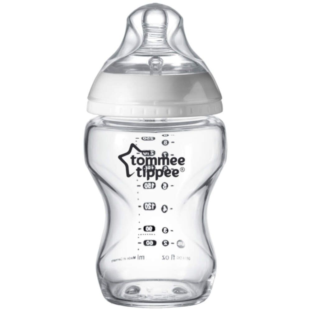 Tommee Tippee Closer to Nature 250 ml Glass Baby Bottle - Transparent/White
