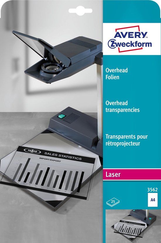 Avery Zweckform 3562 Overhead folies voor S/W laserprinters en -kopieerapparaten (25 transparante folies, A4)