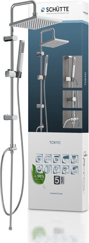 SCHÜTTE Tokyo Douchesysteem - Regendouche - Chroom - 99 cm Stang