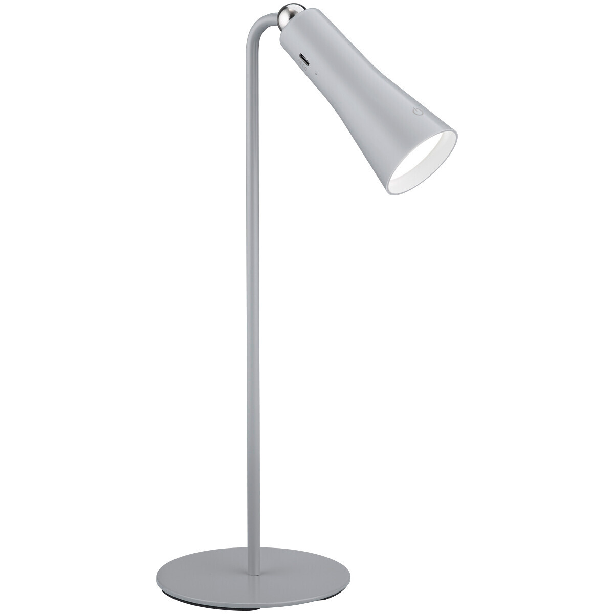 BES LED LED Bureaulamp - Trion Moxi - 2W - Warm Wit 3000K - Oplaadbaar - Rond - Mat Grijs - Aluminium