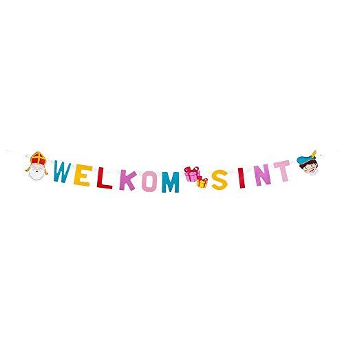 Letterslingers Welkom Sint feest 150 cm - Sinterklaasfeest decoratie slinger