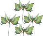 Decoris papillon de jardin sur bâton - 4x - vert - métal - 17 x 60 cm