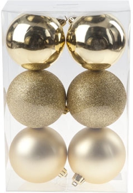 Cosy&Trendy BAL ONBREEKBAAR SET6 GOUD D8CMMIX MAT GLITTER BLINKEND