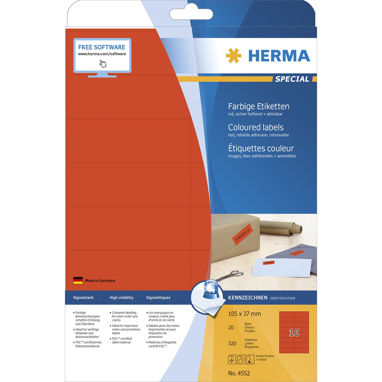 HERMA 4552 Etiketten Rood