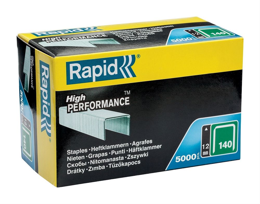 Rapid Nieten No. 140, 12 mm, vlakdraadnieten van gegalvaniseerd staal, 5000 stuks, voor hout en folie