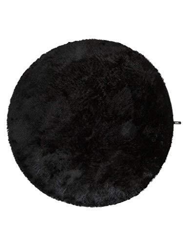 benuta Shaggy hoogpolig tapijt Whisper zwart ø 80 cm rond | langpolig tapijt voor slaapkamer en woonkamer