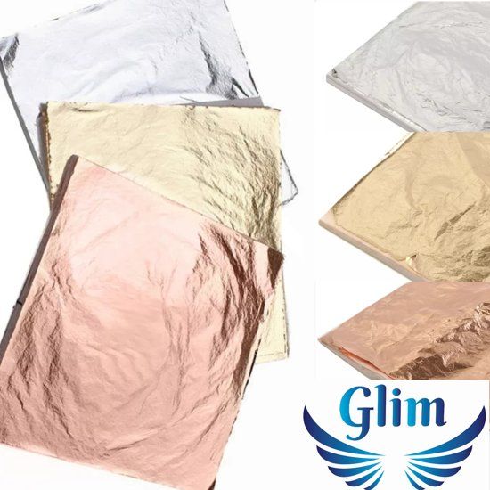 Glim Gold leaf bladmetaal imitatie bladgoud 100 vellen 14*14cm Goud