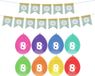 Haza Verjaardag 8 jaar geworden versiering - 16x thema ballonnen/1x Happy Birthday slinger 300 cm