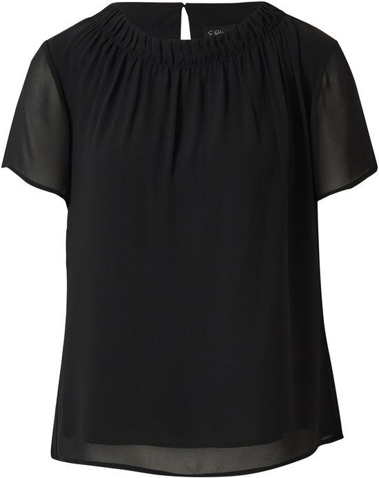 s.Oliver BLACK LABEL s.Oliver Blouse Zwart Korte Mouw Ronde Hals Regular Fit Polyester