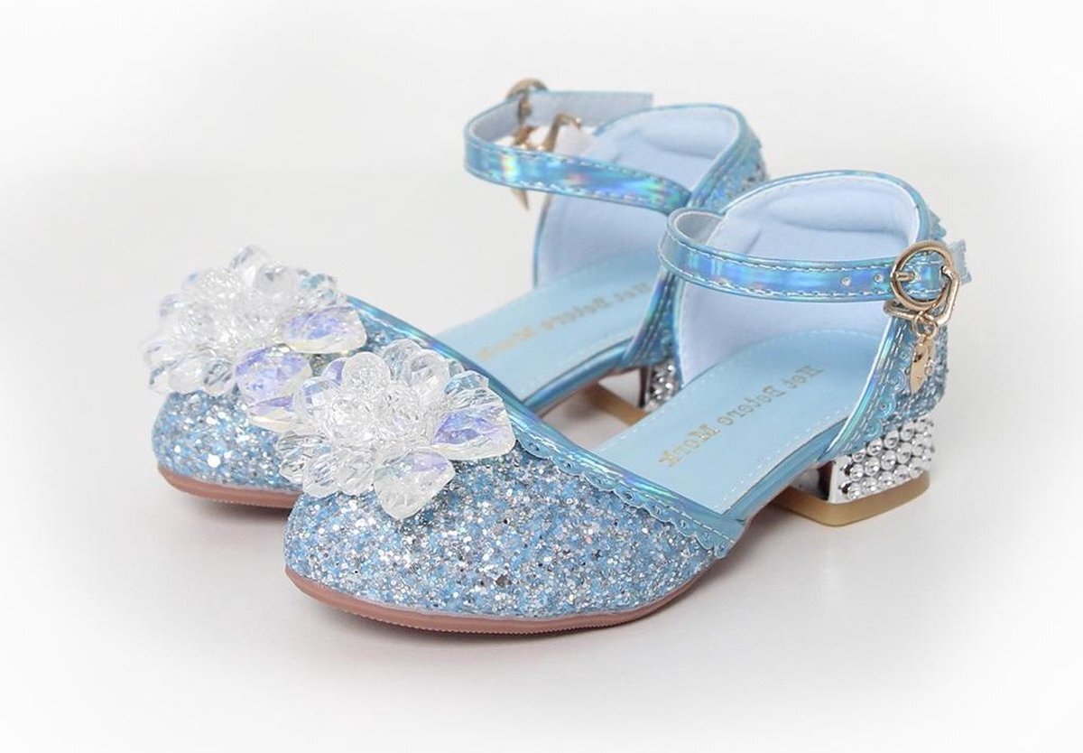 Het Betere Merk Frozen Elsa Anna schoenen - Blauwe prinsessenschoenen maat 30 + Toverstaf / Tiara - Verkleedkleren Meisje