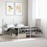 vidaXL Bedframe met hoofd- en voeteneinde metaal wit 135x190 cm