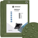 Springos Afdekzeil | Dekzeil | Zeildoek | Waterdicht | PVC | 4 x 8 m | 120 g/m2 | Groen