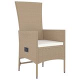 vidaXL 3-delige tuinset met kussens, beige, polyrotan