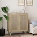 OKWISH Opbergkast – 80×40×88 Cm – 2 Deuren – Met Open Vakken En Magneetsluiting – Voor Woonkamer Eetkamer Of Hal – MDF Naturel