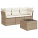 vidaXL 4-delige Loungeset met Kussens, Poly Rattan, Beige