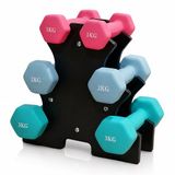 Relaxdays Dumbbells - 3 pairs - 1-3 kg - with stand