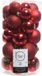 Decoris Kerstbal 30 st. Plastic Gl-Mt-Glitter Kerstrood assorted