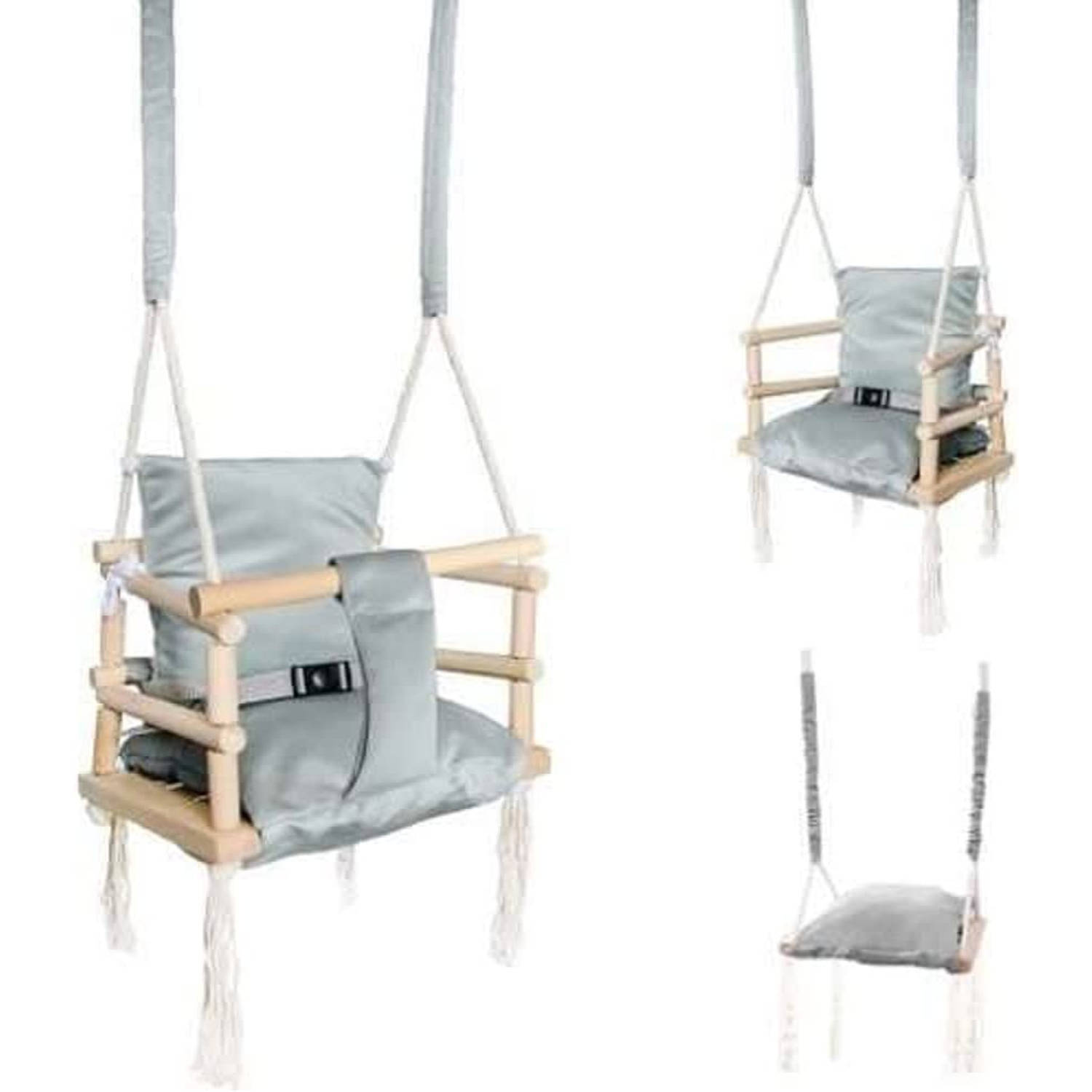 Iso trade baby schommel binnen baby swing seat - plafondhanger 3 in 1 - grijs