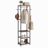 Merkloos Relaxdays Kapstok - zwart en bruin - 40x181x28 cm - vrijstaand - met haken