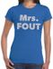 Bellatio Decorations Mrs. Fout Zilver Glitter Tekst T-shirt Blauw Dames M
