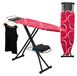 OEM Table à repasser rouge 110x33 cm, réglable en hauteur et pliable
