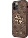 Guess Housse marron - Coque arrière adaptée pour iPhone 12 - 12 Pro - 4G - Étui rigide TPU - Grand logo métallique
