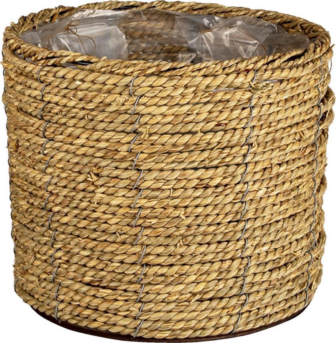 Clayre & Eef Bloempot Ø 26x21 cm Bruin Zeegras Rond - Plantenpot