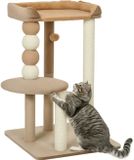 PawHut Kratzbaum 86 cm Katzenbaum mit Sprungplattform, Bett, Spielball, Katzenkratzbaum mit Jute-Kratzsäulen, für Katzen bis 7 kg, Kaffee