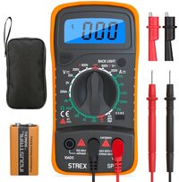 Strex Digitale Multimeter - AC/DC - Incl. Duracell Batterij, Klemtangen & Opberghoes - Multi Meter