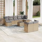Maison Exclusive - Ensemble de jardin, composé de 10 pièces avec coussins, couleur : beige, matériau : polyrotin