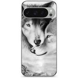 Maniacase Google Pixel 9 Pro XL Etui De wolf en de zij-wolf Zwart wit dier