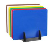 HENDI HACCP-snijplanken met standaard, glad, 6 verschillende kleuren, 6 stuks, 450 x 300 x 10 mm, polyethyleen, polypropyleen, 6 stuks