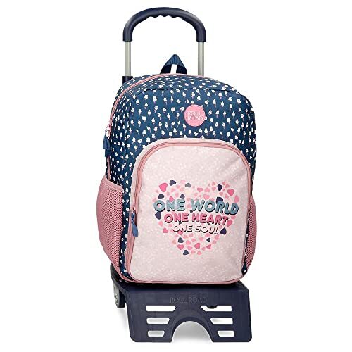 Roll Road One World schoolrugzak met trolley, roze, 30 x 40 x 13 cm, polyester, 15,6 l, Violeta, schoolrugzak met trolley