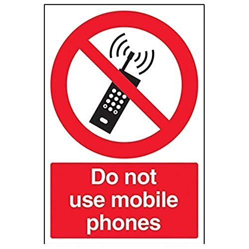 V Safety VSafety 53020AU-R "Niet Mobiele telefoons gebruiken" Verbod Algemeen Teken, Stijf Kunststof, Portret, 200 mm x 300 mm, Zwart/Rood