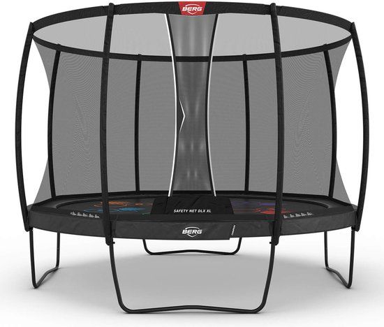BERG Champion Regular 430 Levels Trampoline Op Poten - Rond - Safety Net Deluxe XL - AirFlow Pro Springdoek - TwinSpring - Grijs