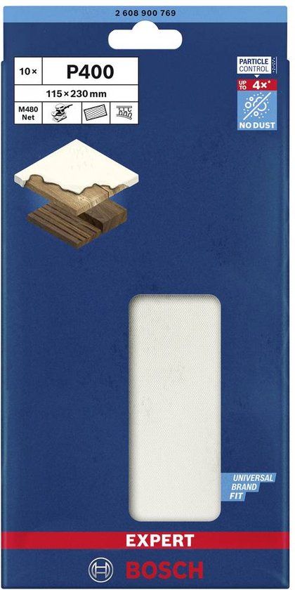 Bosch Professional Bosch 10x Expert M480 schuurnet voor vlakschuurmachine 115 x 230 mm, Korrel 400