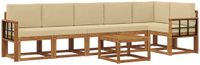 vidaXL - Hoek loungeset - 6 zitplekken - Natuurlijk en beige - Acacia hout
