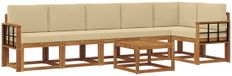 vidaXL - Hoek loungeset - 6 zitplekken - Natuurlijk en beige - Acacia hout