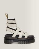 Dr. Martens Sandales Plateformes Montantes Ricki en Cuir Nappa Lux en Crème/Gris, Taille: 37