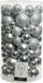 Decoris 100x stuks kunststof kerstballen zilver 4, 5, 6, 7 en 8 cm mix
