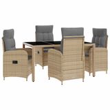 vidaXL Eettafel Set 5-delig Beige en Lichtgrijs Poly Rotan